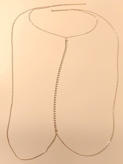 Glamorous Rhinestone Decor Bikini Beach Body Chain Harness Belly Waist Jewellery-3