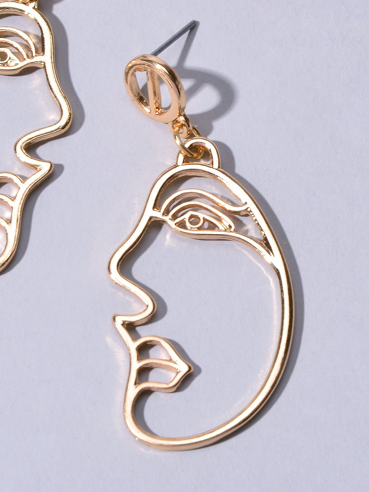 Geometric Punk Gold Metal Face Shape Minimalist Statement Dangle Earrings Party-4