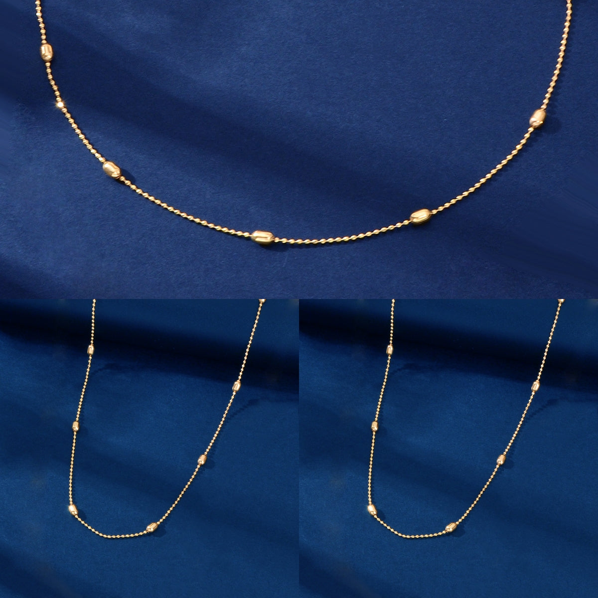 3 pcs Minimalist Jewelry Golden Beads Chain Collar Necklaces set Trendy Accessories-4