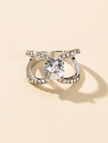 Perfect Engagement Wedding Jewellery Luxurious Faux Cubic Zirconia Cross Ring-3