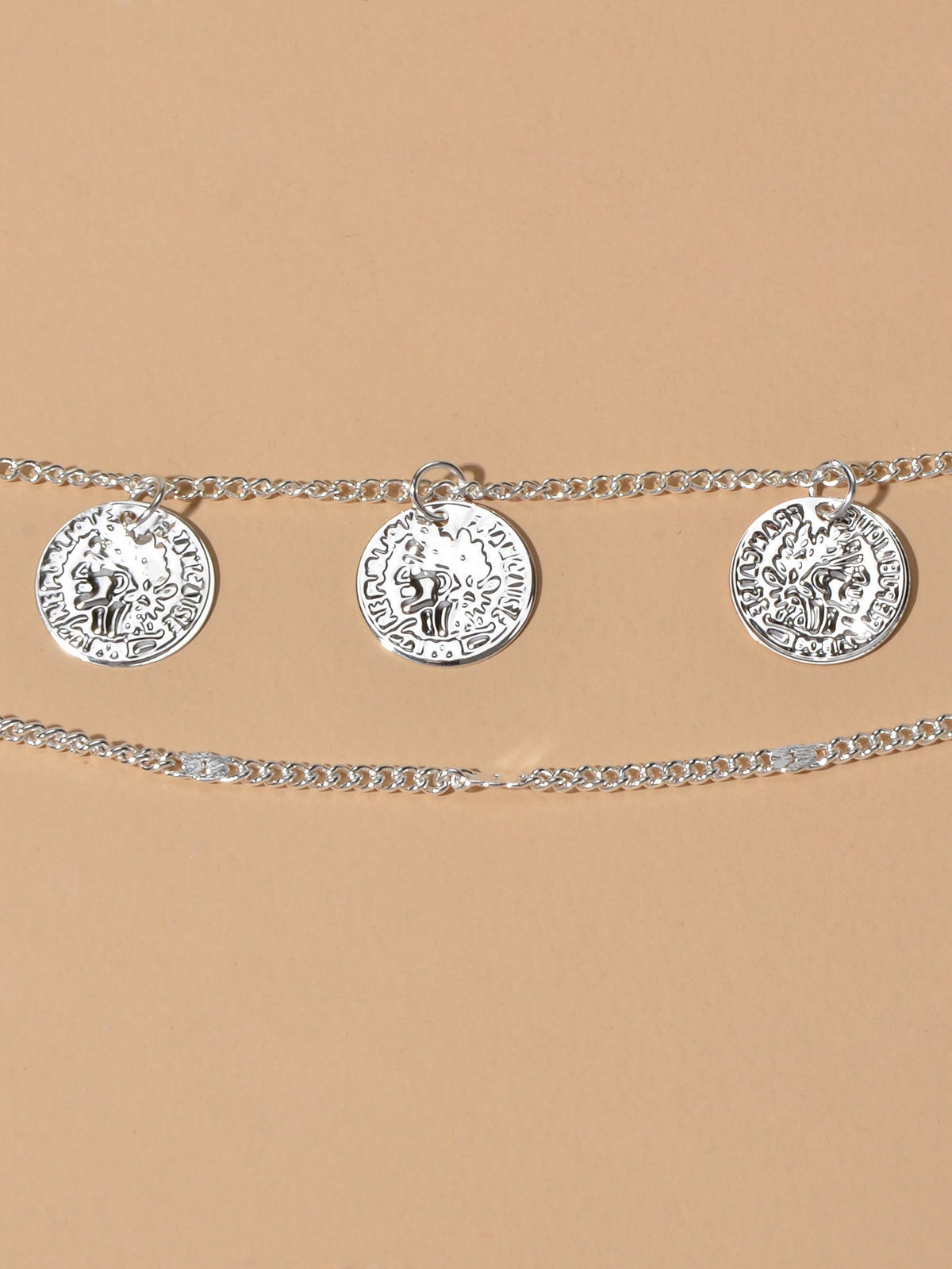 1 pc Boho Chic Double layer Silver Chain Cion Charm Anklet Foot Beach Jewellery-3