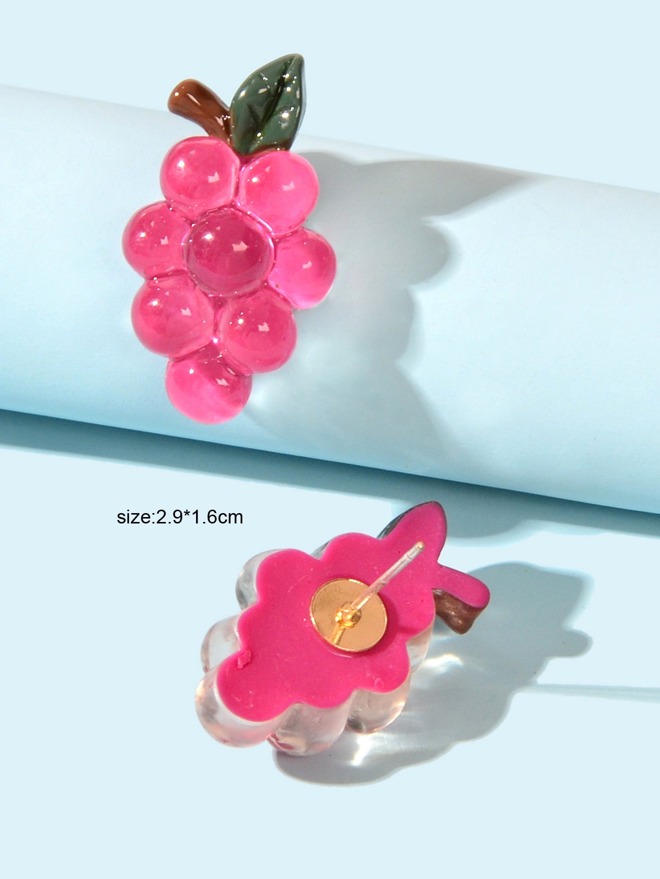 Lightweight Y2k Style Hotpink Grape Stud Hypoallergenic Resin Chic Earrings Gift-3