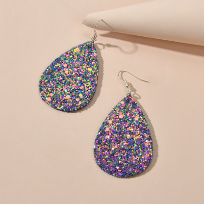 Shining Female Jewelry Multi-colored Sequins Water Drop Earrings for Women Party-3