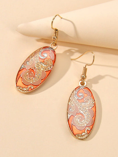 Traditional Indian Ethnic Jewellery Rhinestone Oval Dangle Bohemian Earrings-3