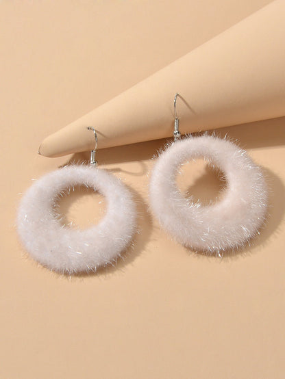 Unique Designer White Circle Big Chunky Dangle Earrings for Women Party Holiday-3
