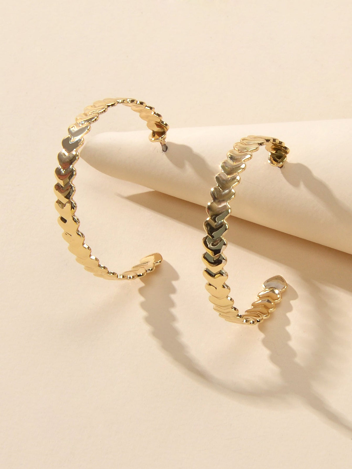 Punk Gold Silver Heart Circle Hoop Huggie Statement Unique Designer Earrings-3