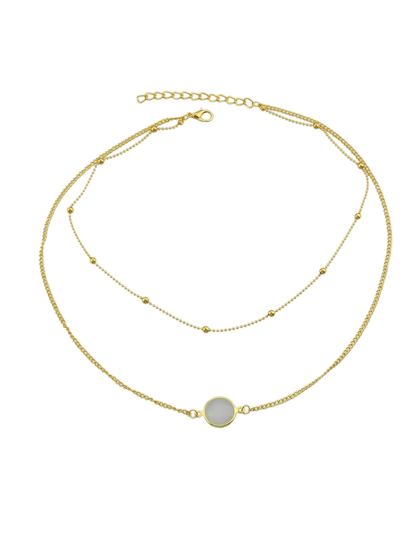 Boho Chic Double layer Gold Chain Round Charm Necklace Fashion Women Accessories-3