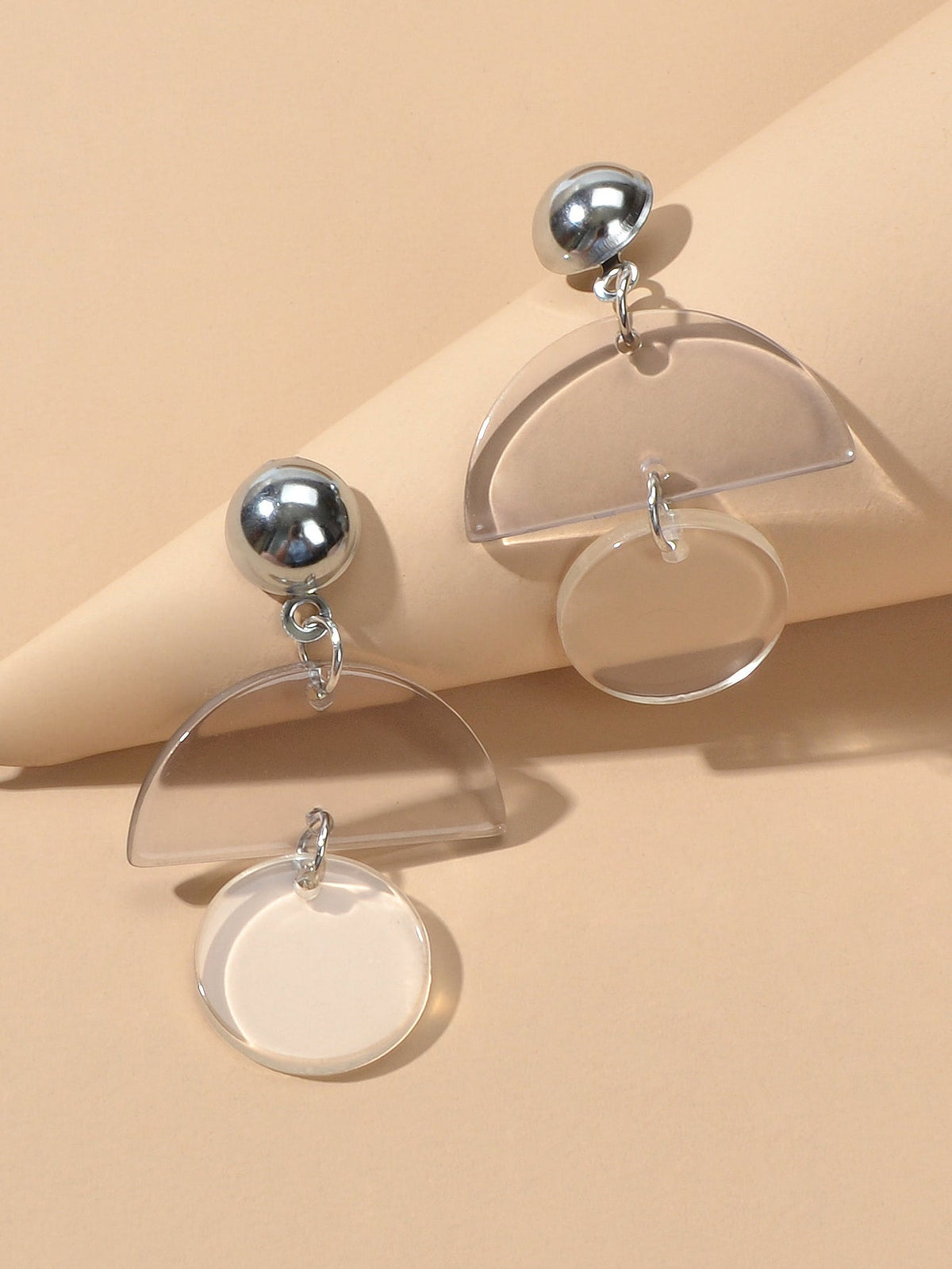 Female Jewellery Transparent Trendy Resin Sectored Round Drop Plastic Earrings-3