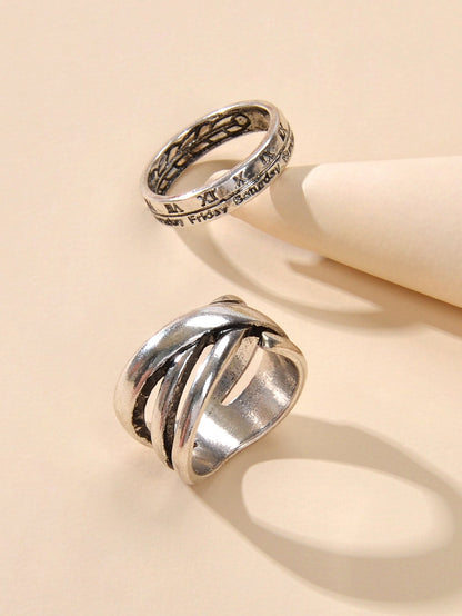 Oxidized Intricate 2 pcs Tribal Ethnic Antique StackableFinger Knuckle Rings set-3