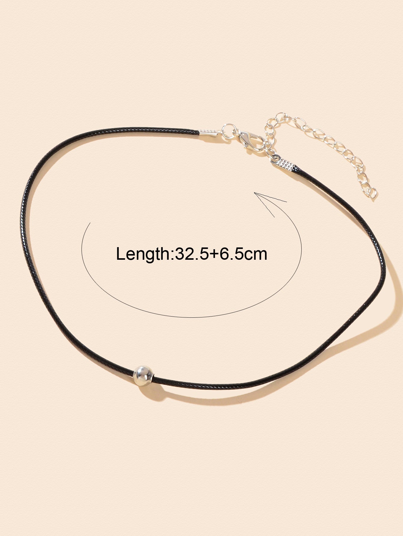 Silver Bead Decor Black Pu Leather Choker Women Collar Punk Rock Style Jewellery-3
