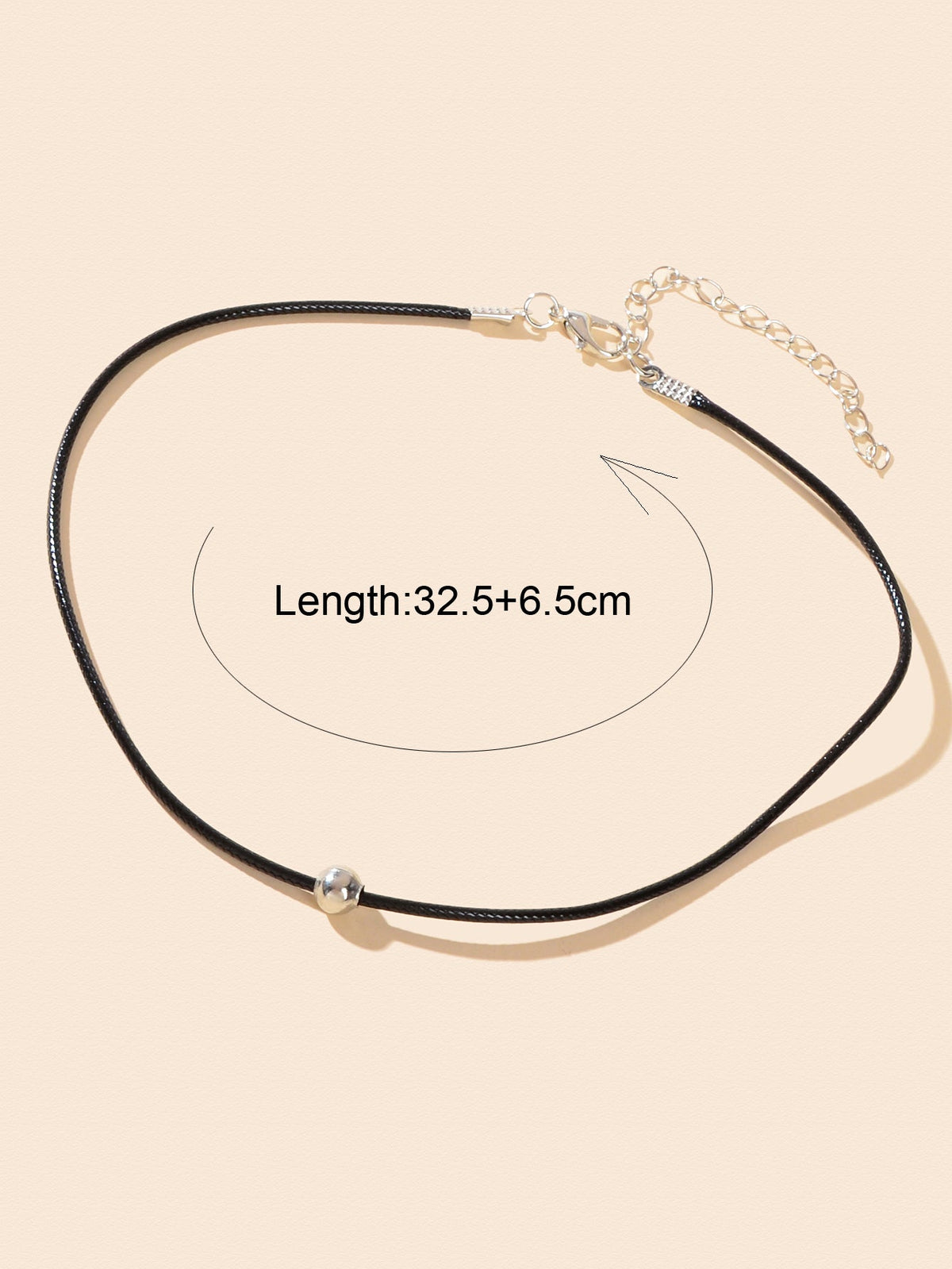 Silver Bead Decor Black Pu Leather Choker Women Collar Punk Rock Style Jewellery-3