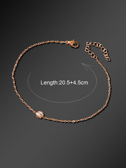 Delicate Summer Beach Rose Gold Chain Rhinstone Charm Anklets Women Jewellery-3