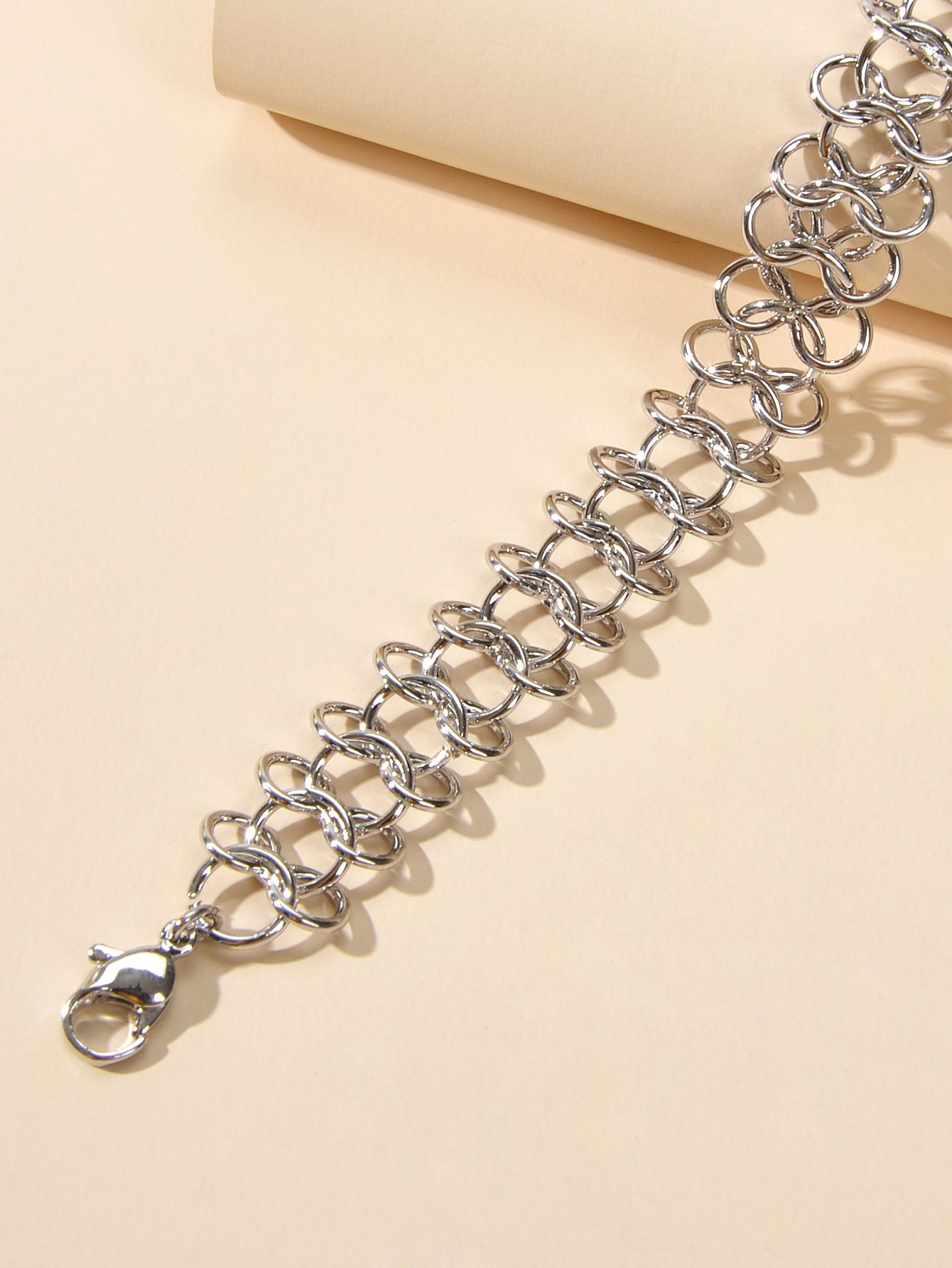 Punk Jewelry Silver Link Lock Chain Short Statement Necklace Choker Accessories-3