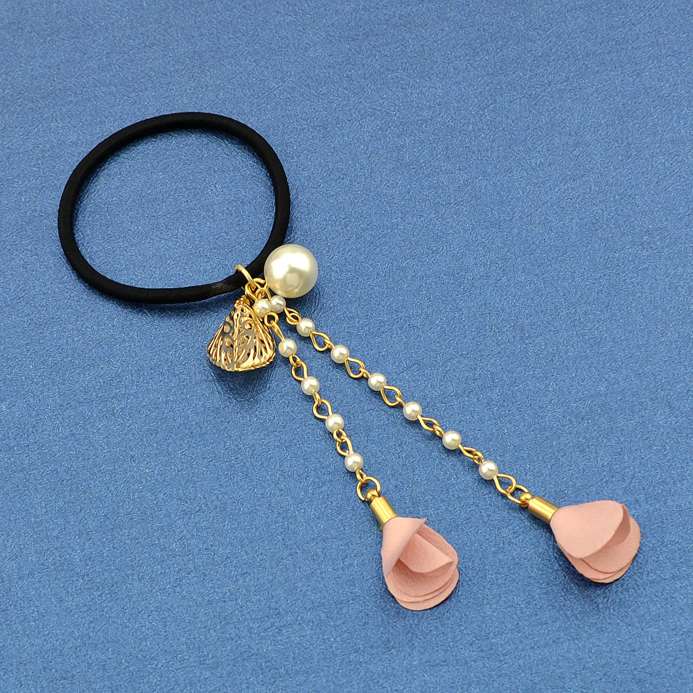 Hair Holder Accessories Pearl Long Chain Headwear Petal Elastic Hair Ties Ropes-4