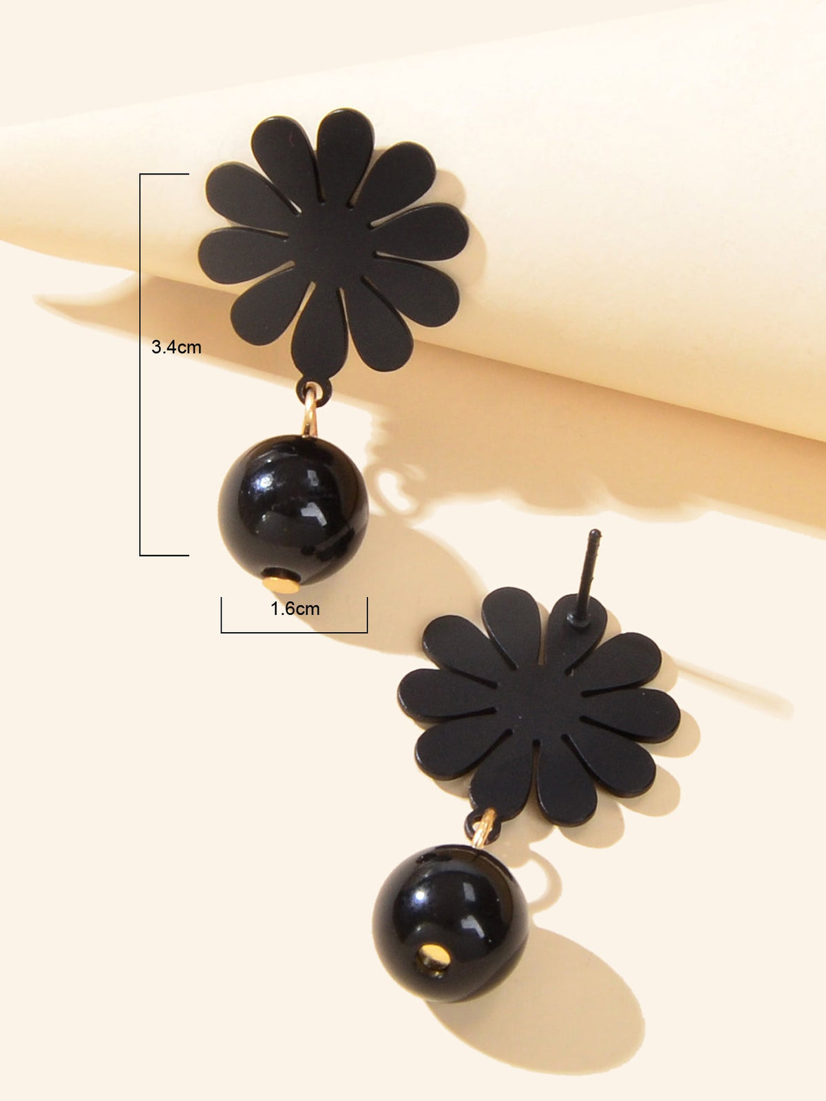 Black Flower Beads Dangle Pierced Personality Earrings Unique Chic Women Gift-3