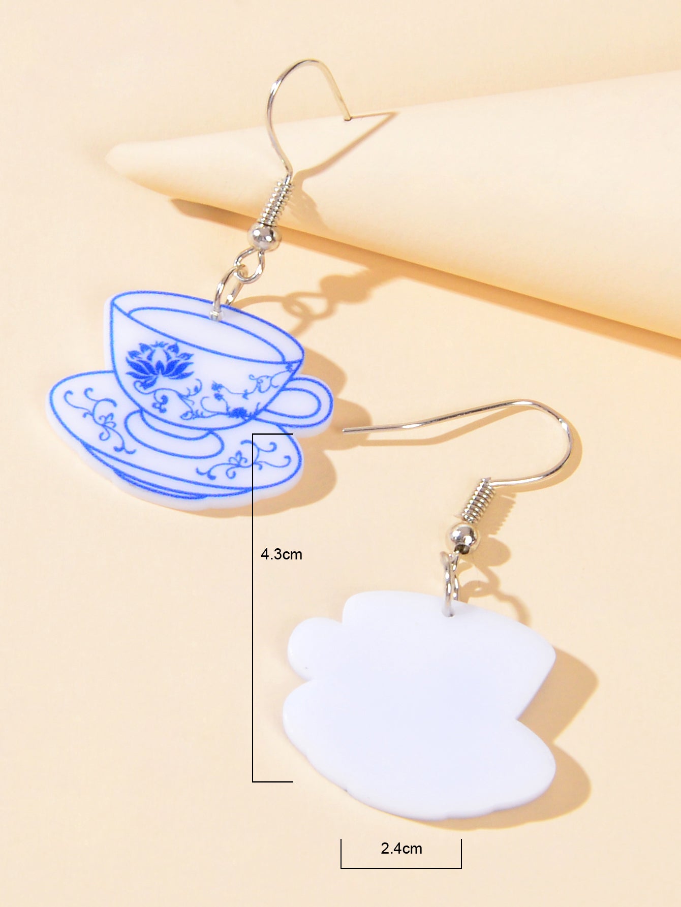 Ethnic Traditional Jewellery Blue and White Porcelain Bowl Dangle Earrings Gift-3