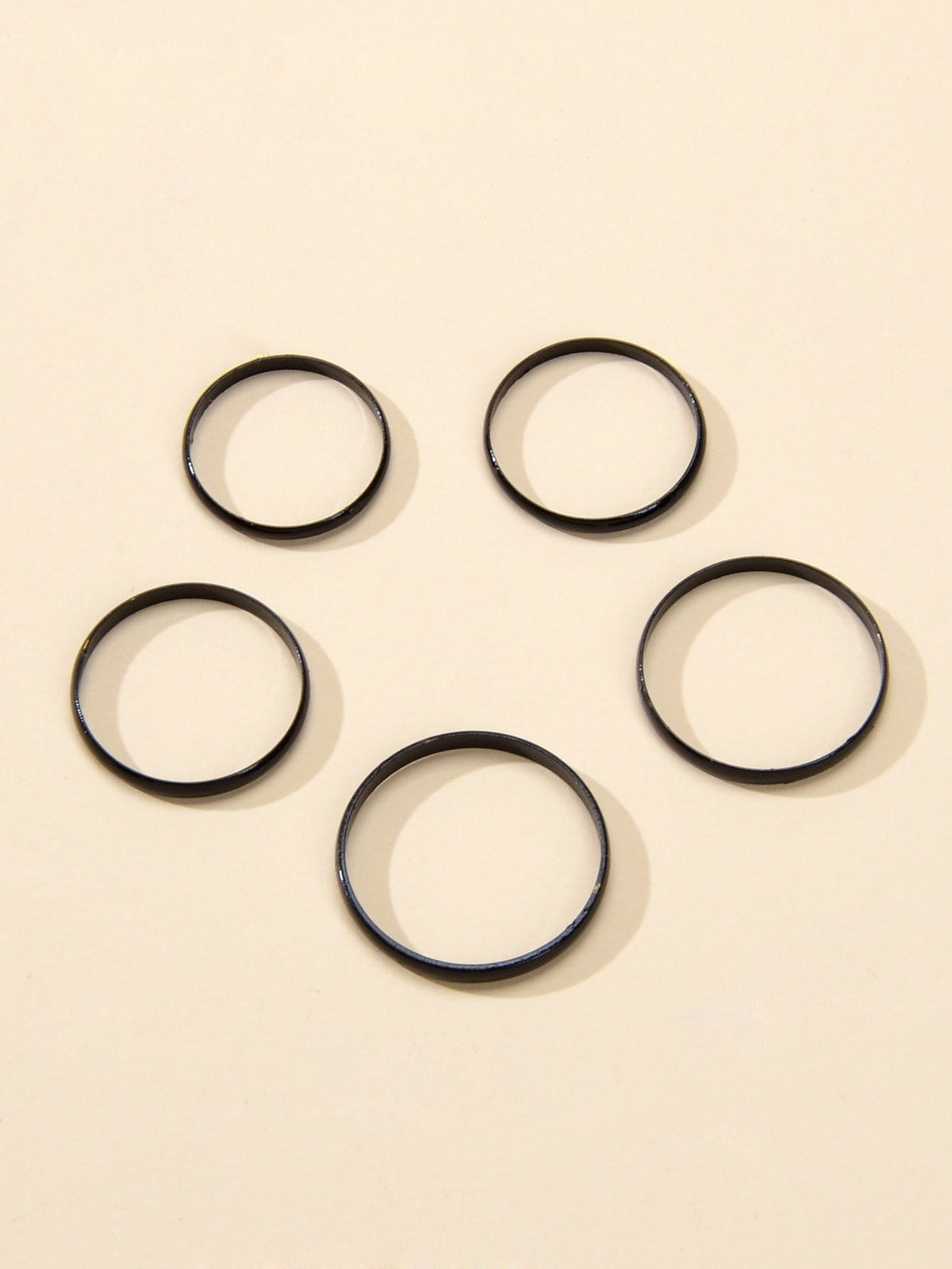 5pcs Punk Minimalist Simple Gothic Black Midi Stackable Finger Knuckle Rings set-3