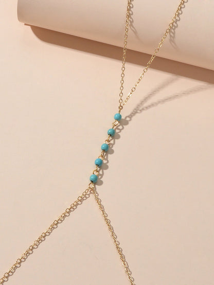 Sexy Turquoise Gold Silver Body Chain Beach Bikini Belly Waist Body Jewellery-3