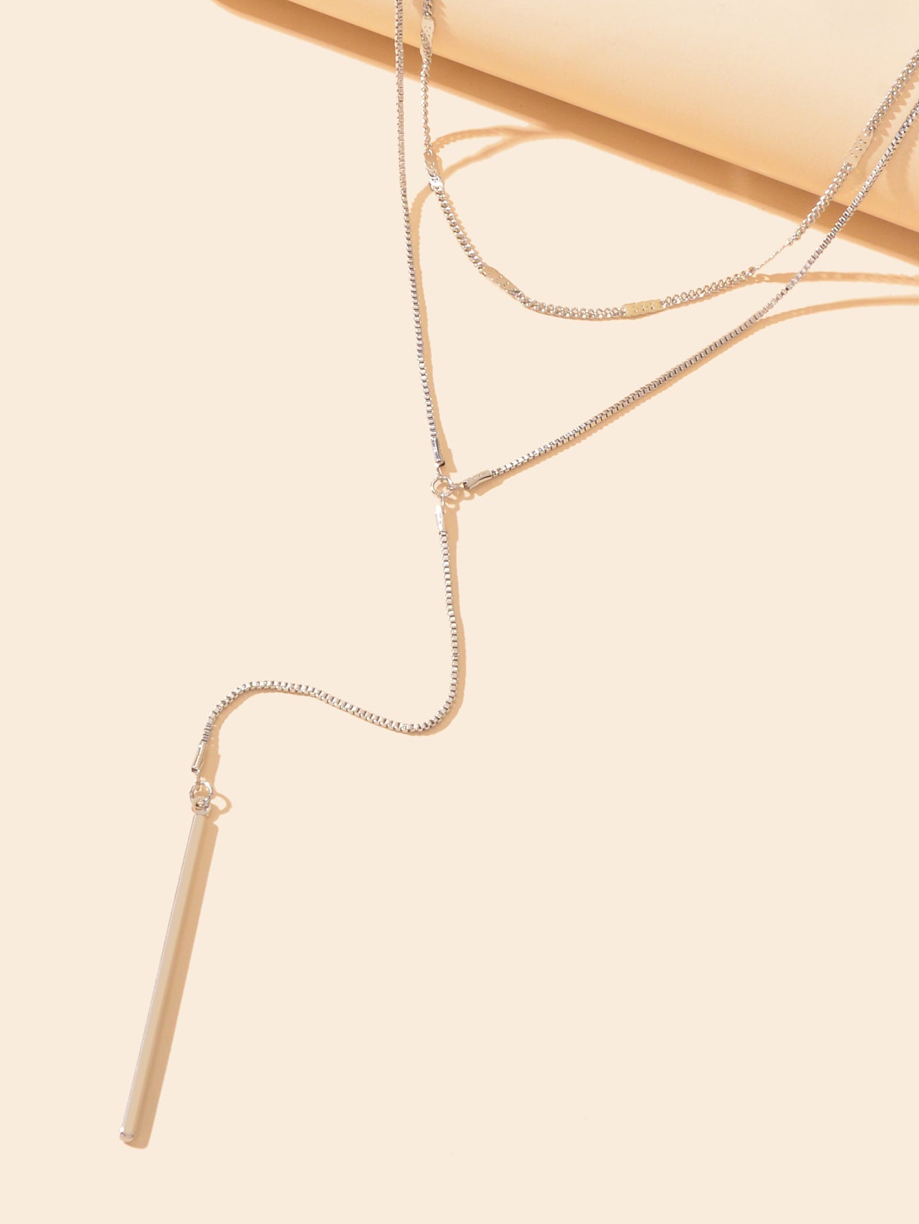 Double-Layer Stick Pendant Lariat Necklace Elegance Contemporary Twist Jewellery-3