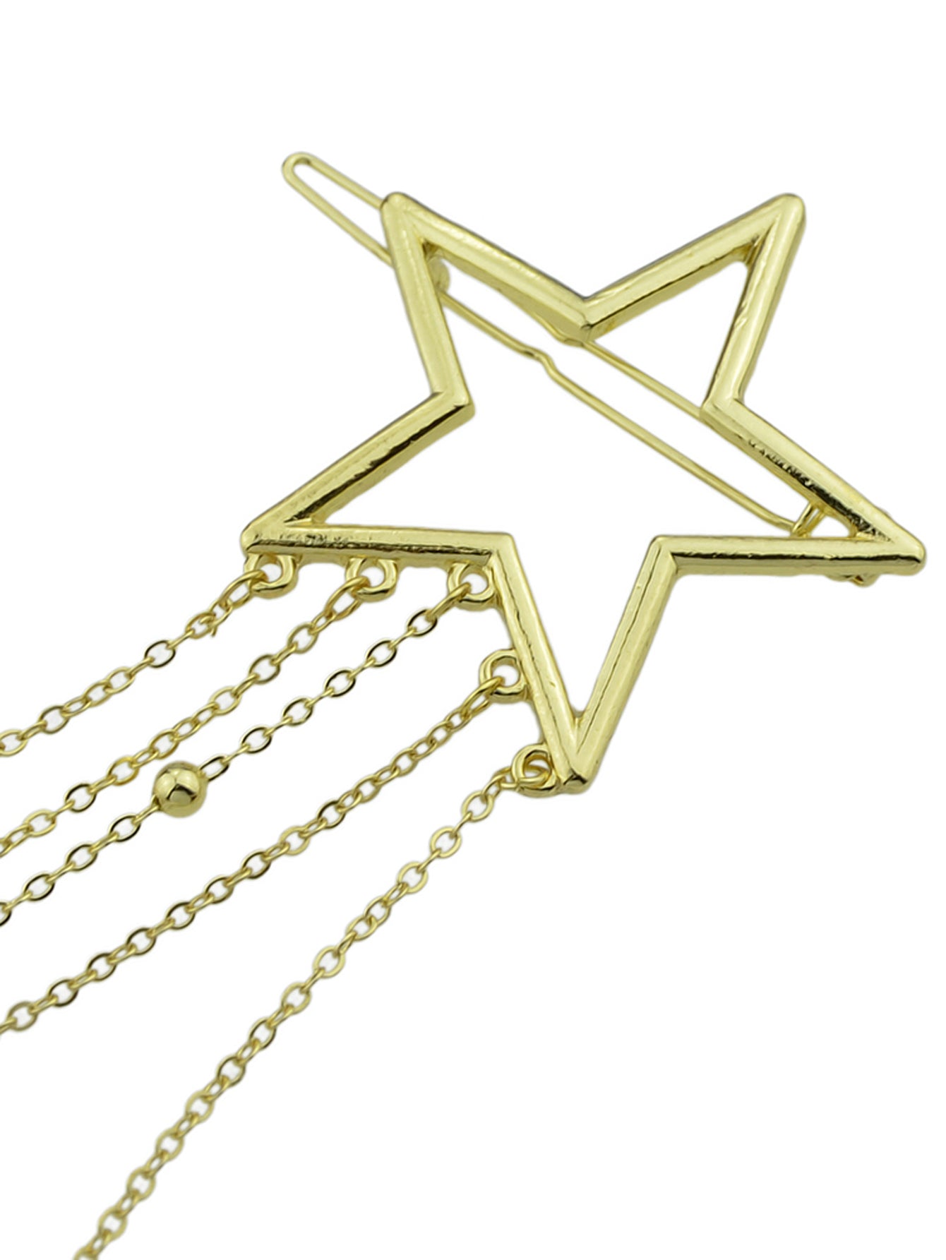 Gold Star Long Chain Tassel Hairgrips Wedding Party Hair Clips Hair Barrettes-3