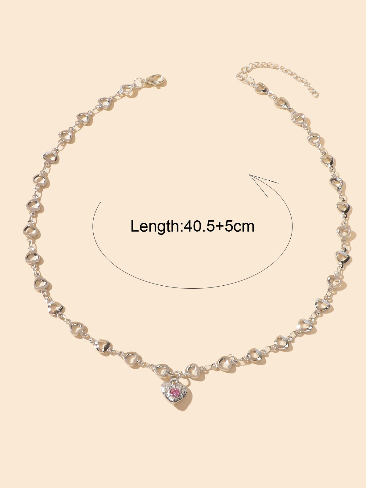 Birthday Anniversary Jewelry Titanium Steel Pink Rhinestone Heart Charm Necklace-3
