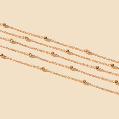 5pcs Gold Beads Chain Layered Necklaces Simple Short Chokers Delicate Jewellery-3