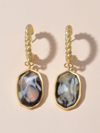 Retro Jewelry Multi-colored Simulated Stone Geometric Dangle Earrings for Women-3
