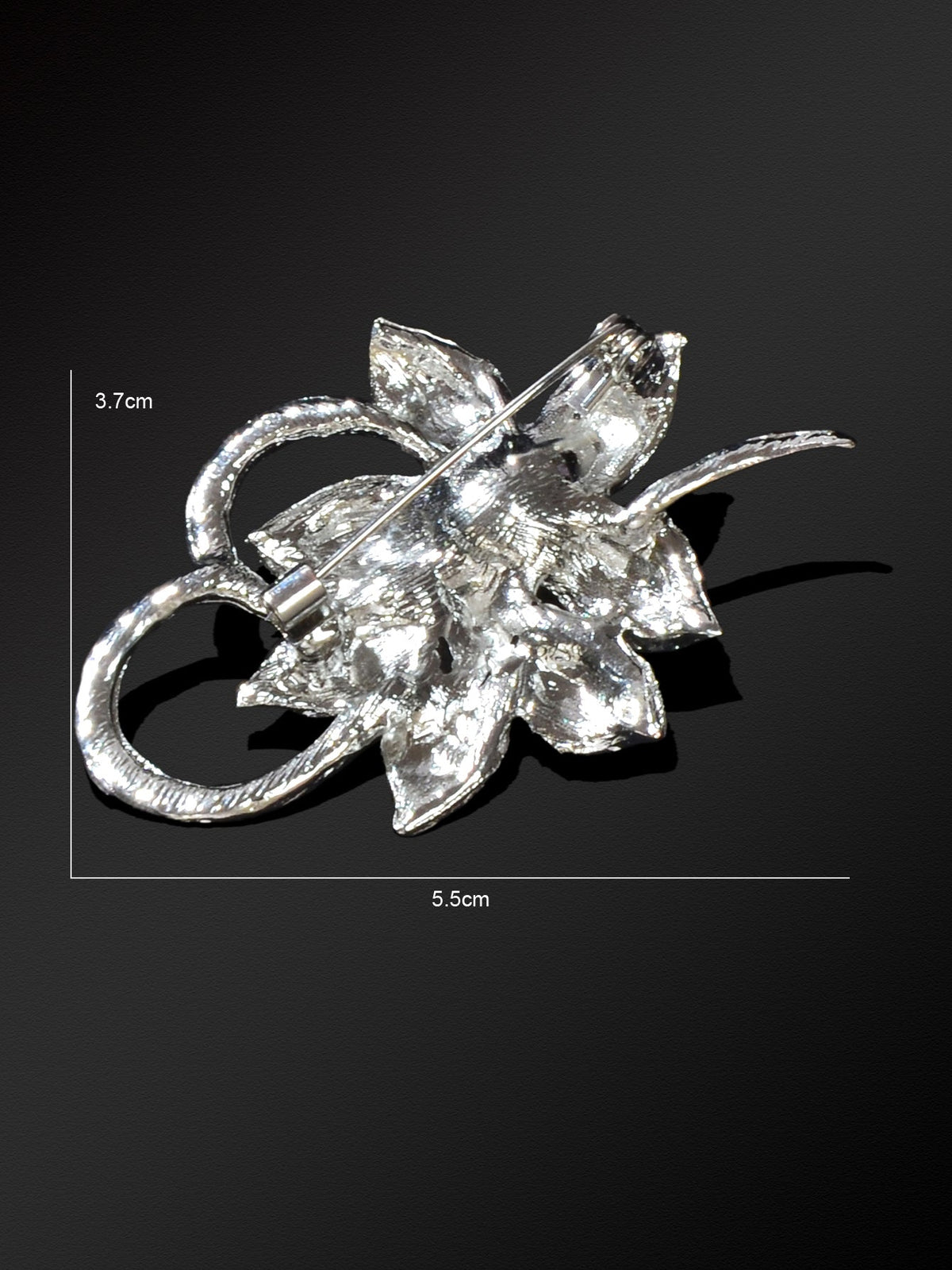 Luxurious Women Rhinestone Pearl Decor Silver Flower Bouquet Brooch Shawl Pin-3