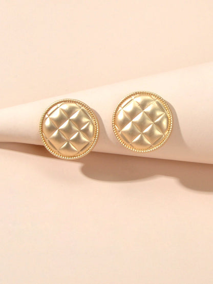 2pairs Retro Accessories Black Enamel Letters Heart Gold Round Stud Earrings Set-3