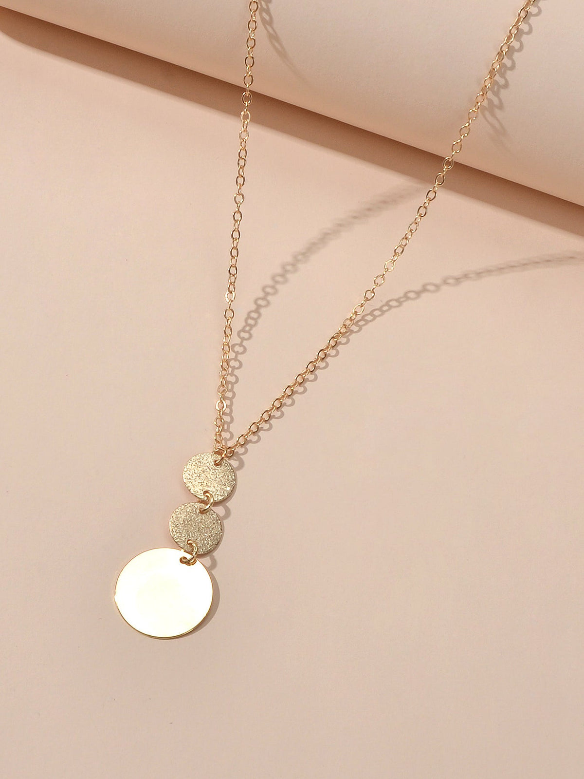 Unique Gold Chain Geometric Round Disc Minimalist Charm Necklace Trendy Jewelry