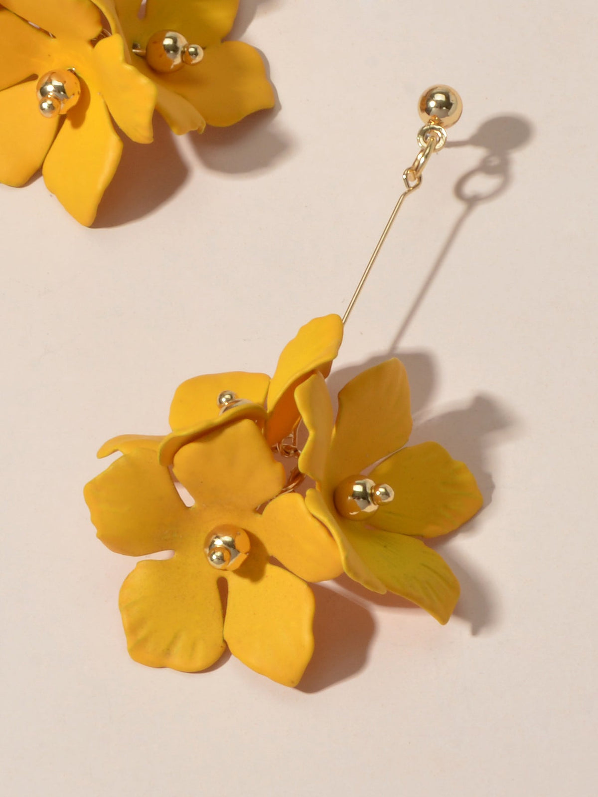 Female Jewelry Trendy Pink Yellow Flower Drop Dangle Pendant Earrings for Women-3