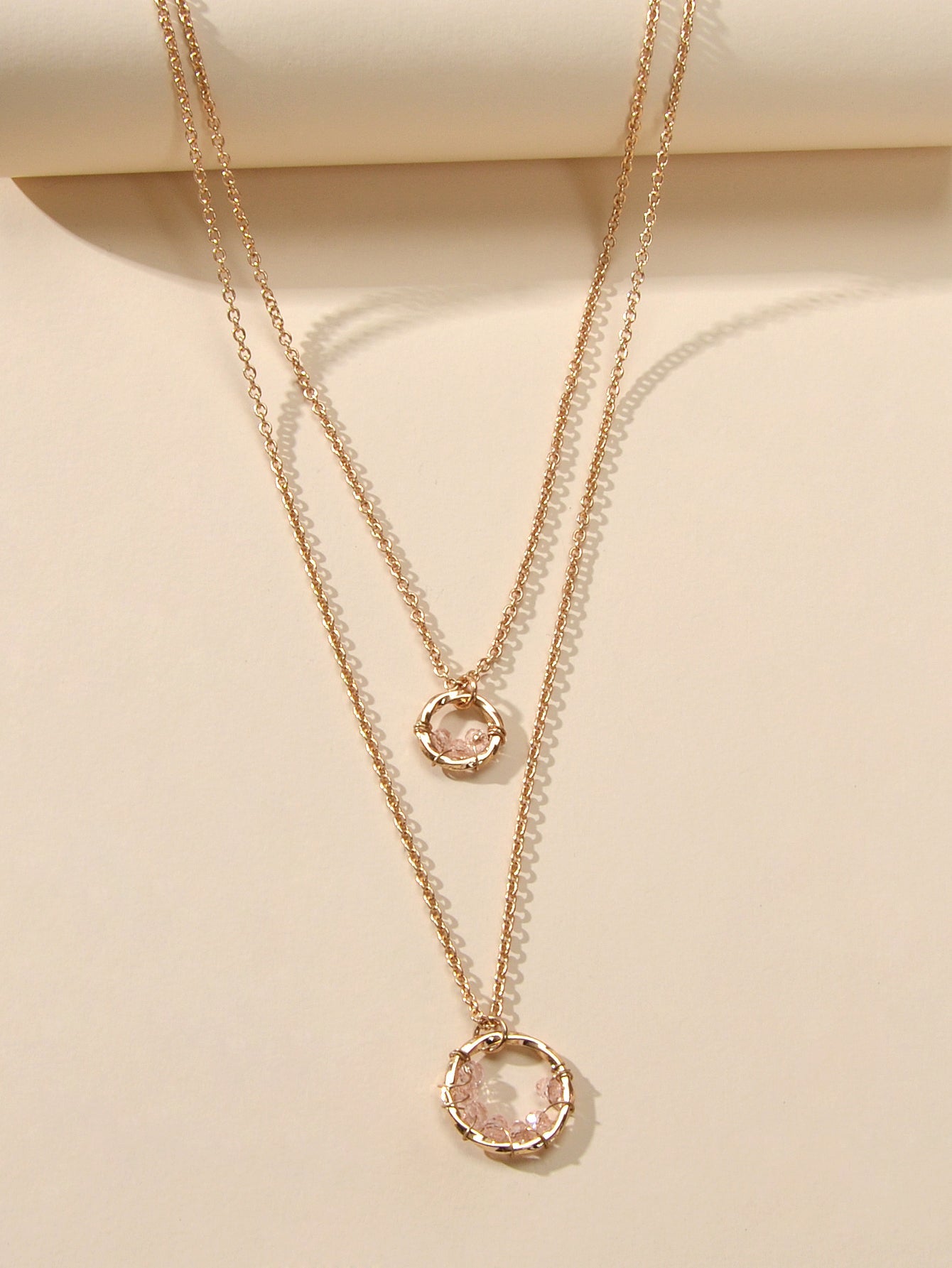 Female Jewelry Double layer Gold Chain Circle Necklace Good Quality Accessories-3