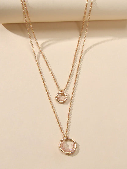 Female Jewelry Double layer Gold Chain Circle Necklace Good Quality Accessories-3