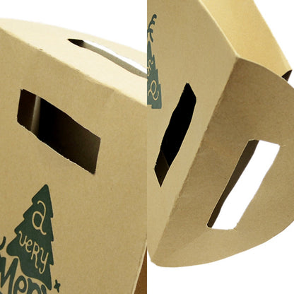 2 pc Festival Party Favors Bags Merry Christmas Pattern Big Brown Paper Gift Bag-4