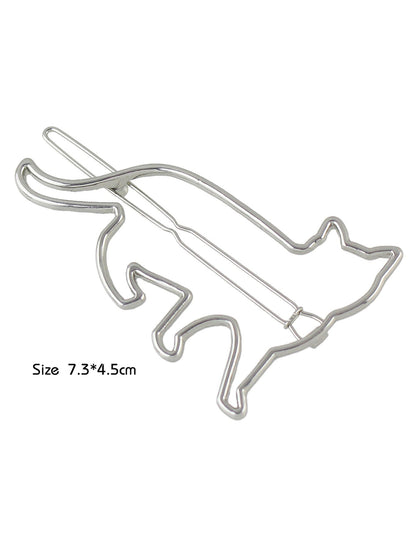 Hair Accessories Minimalist Gold Silver Metal Cat Hairgrips Hair Clips Hairpin-3