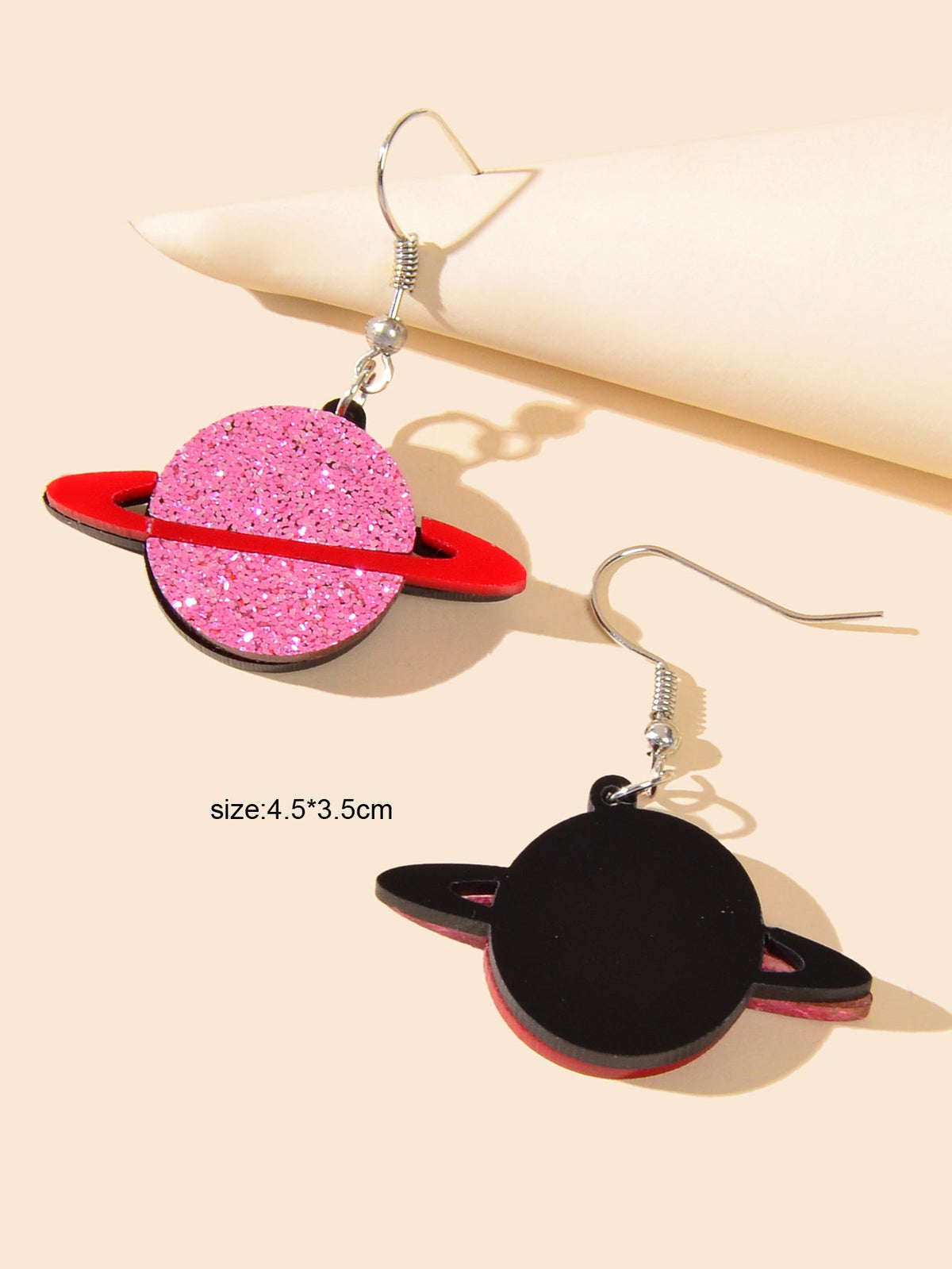 Party Decoration Women Red Resin Acrylic Planet Dangle Earrings Ear Jewellery-3