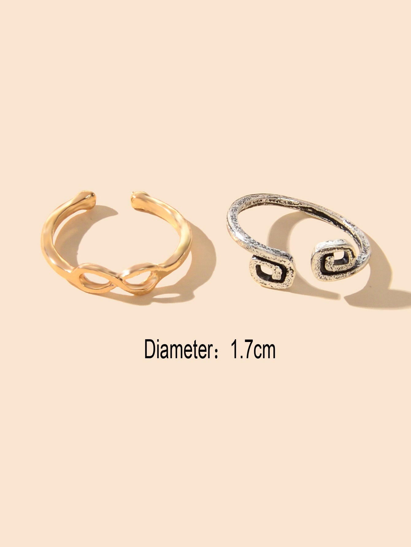 2pcs Boho Chic Foot Jewelry Gold Silver Open Toe Ring Knuckle Midi Tail Ring set-3