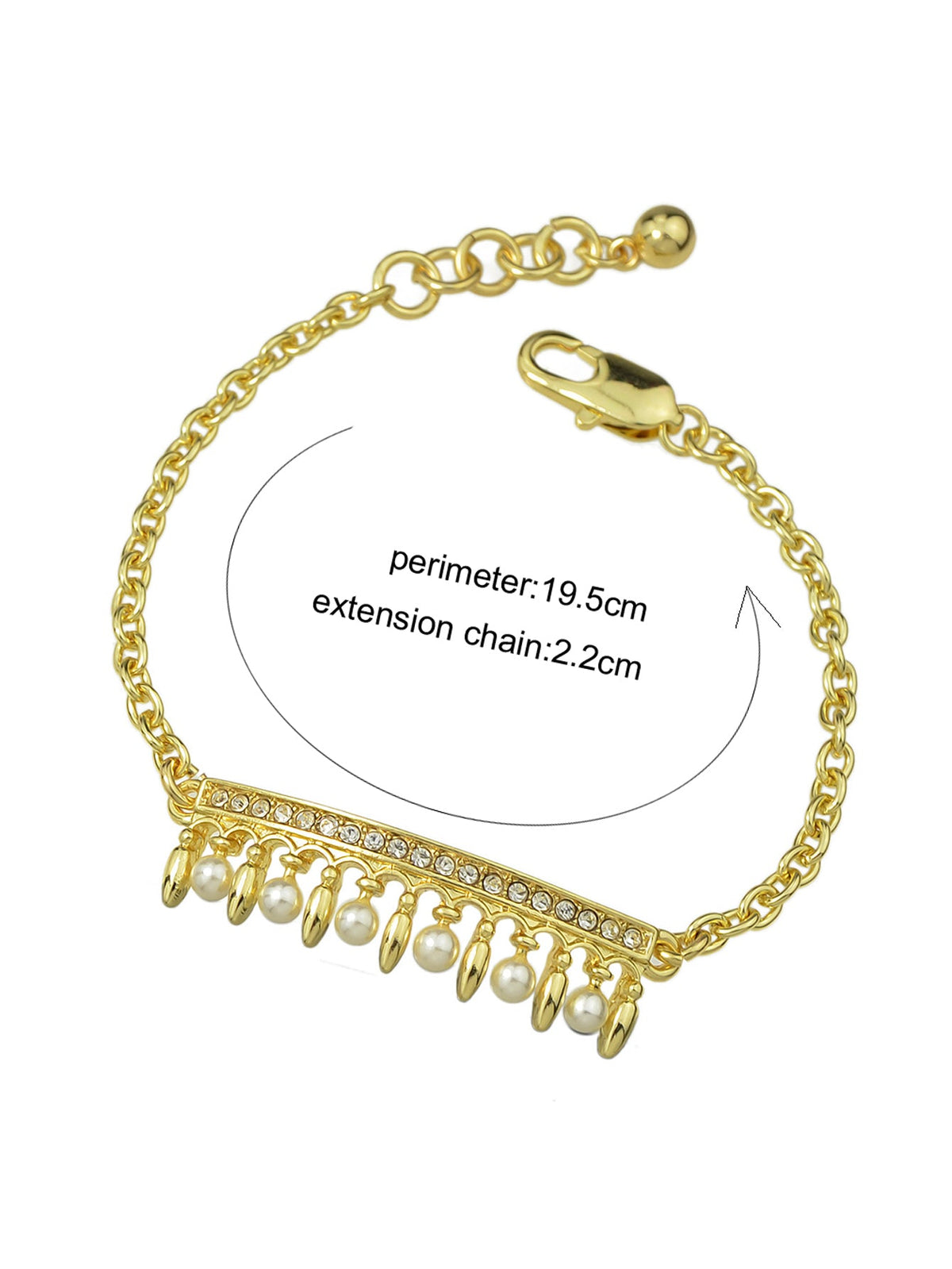 Textured Accessories Pearl Rhinestone Gold Charm Friendship Classic Bracelet-3
