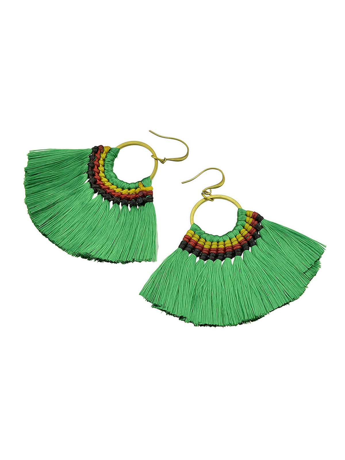 Ethnic Traditional Jewellery Colorful Tassel Fan Shape Dangle Bohemian Earrings-3