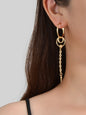 Punk Cool Cone Decor Drop Tassel Chain Hoop Spike Circle Huggie Rivet Earrings-1