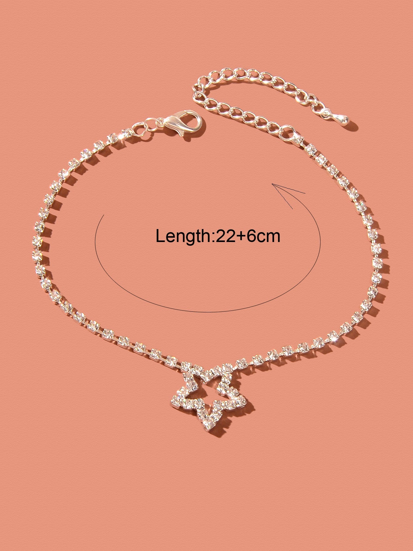 Luxurious Rhinestone Decor Star Charm Silver Anklet Wedding Party Foot Jewellery-3