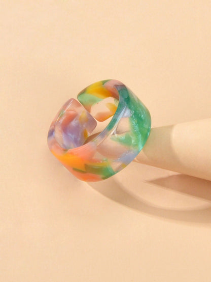 Transparent Acrylic Geometric Finger Chunky Ring Boho Chic Cuff Ring Band Gift-3