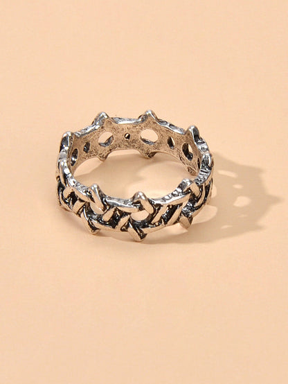 Hip Hop Punk Gothic Jewellery Antique Silver Geometric Finger Ring Women Band-3