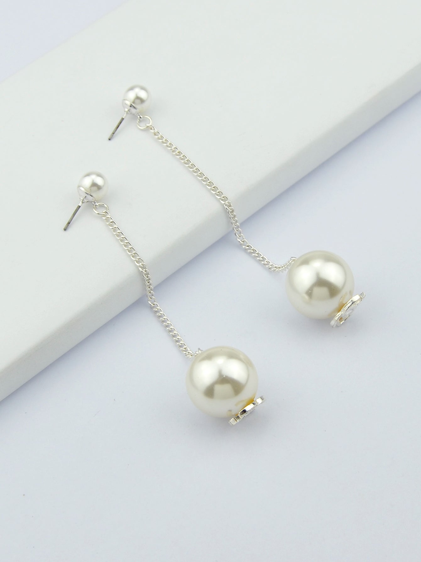 Wedding Jewellery Pearl Gold Silver Long Chain Dangle Earrings Trendy Ear Jacket-3