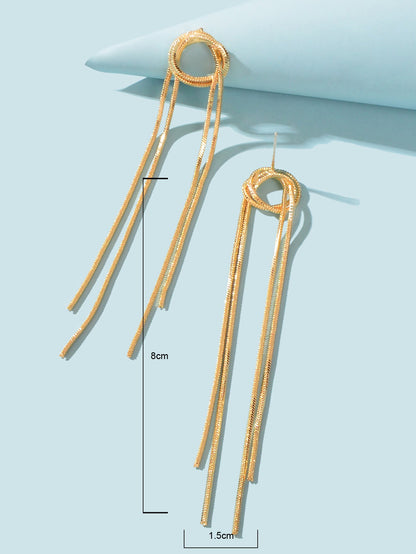 Elegant Chic Long Gold Chain Tassel Dangle Elements Minimalist Earrings Ear Line-3