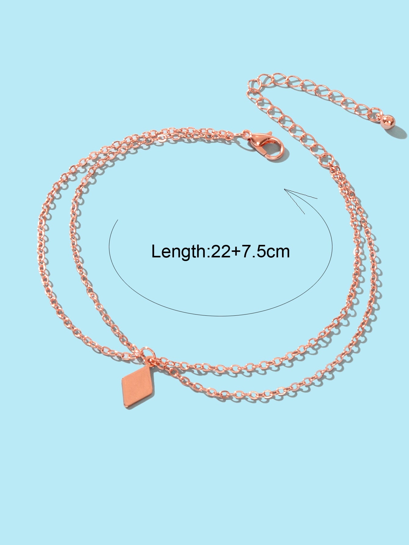 Bohemian Foot Beach Jewellery Double Layer Chain Rhombus Geometric Charm Anklet-1