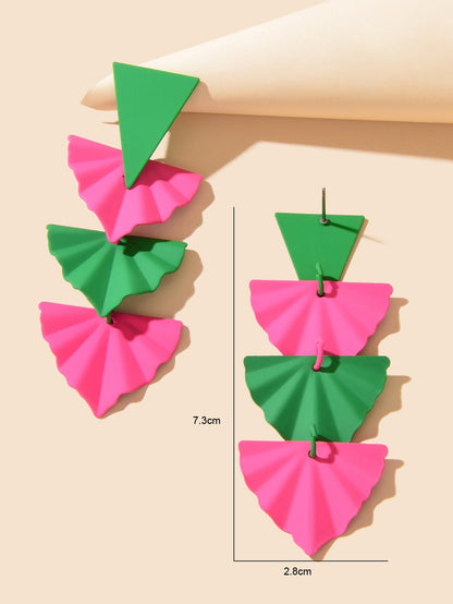 Y2k Style Candy Color Geometric Sector Triangle Stud Earrings Girl Party Jewelry-3