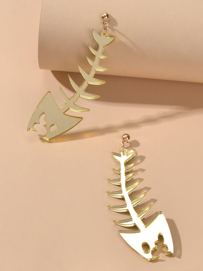 Personality Creative Acrylic Fish Bones Dangling Earrings Rock Statement Jewelry-3