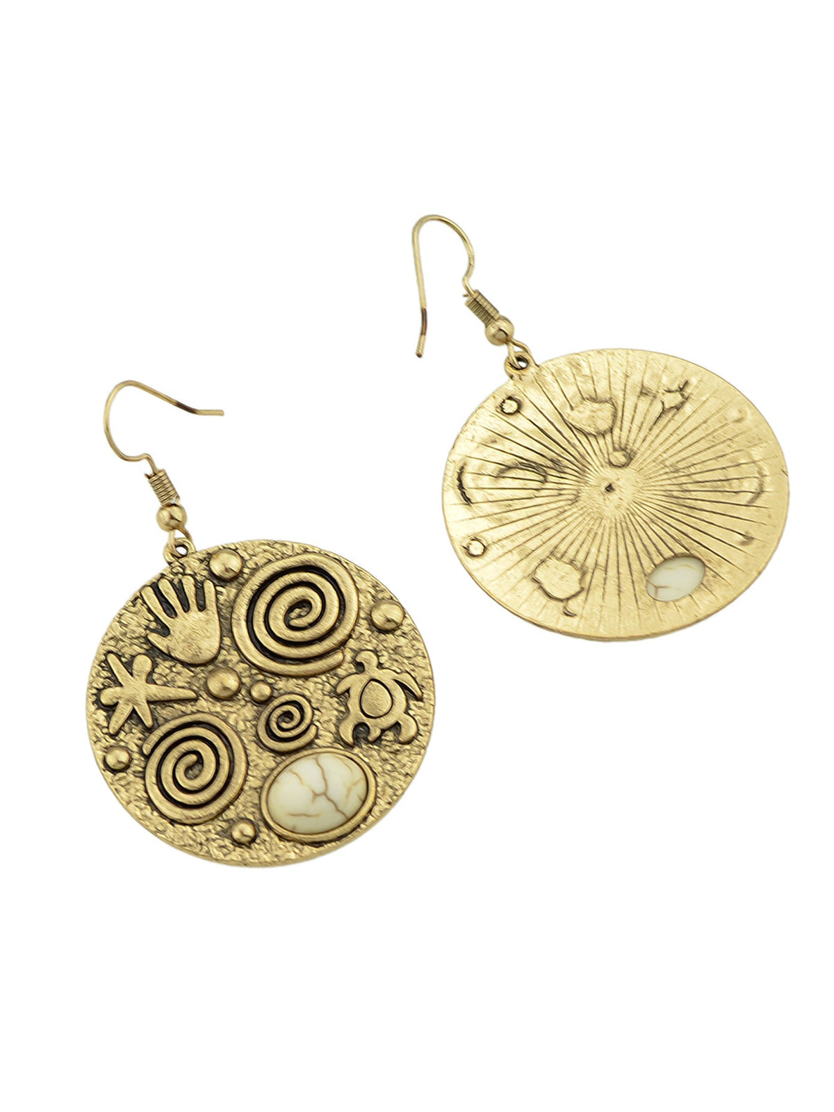 Turquoise Hand Turtle Starfish Round Earrings Designer Traditional Jewellery-3