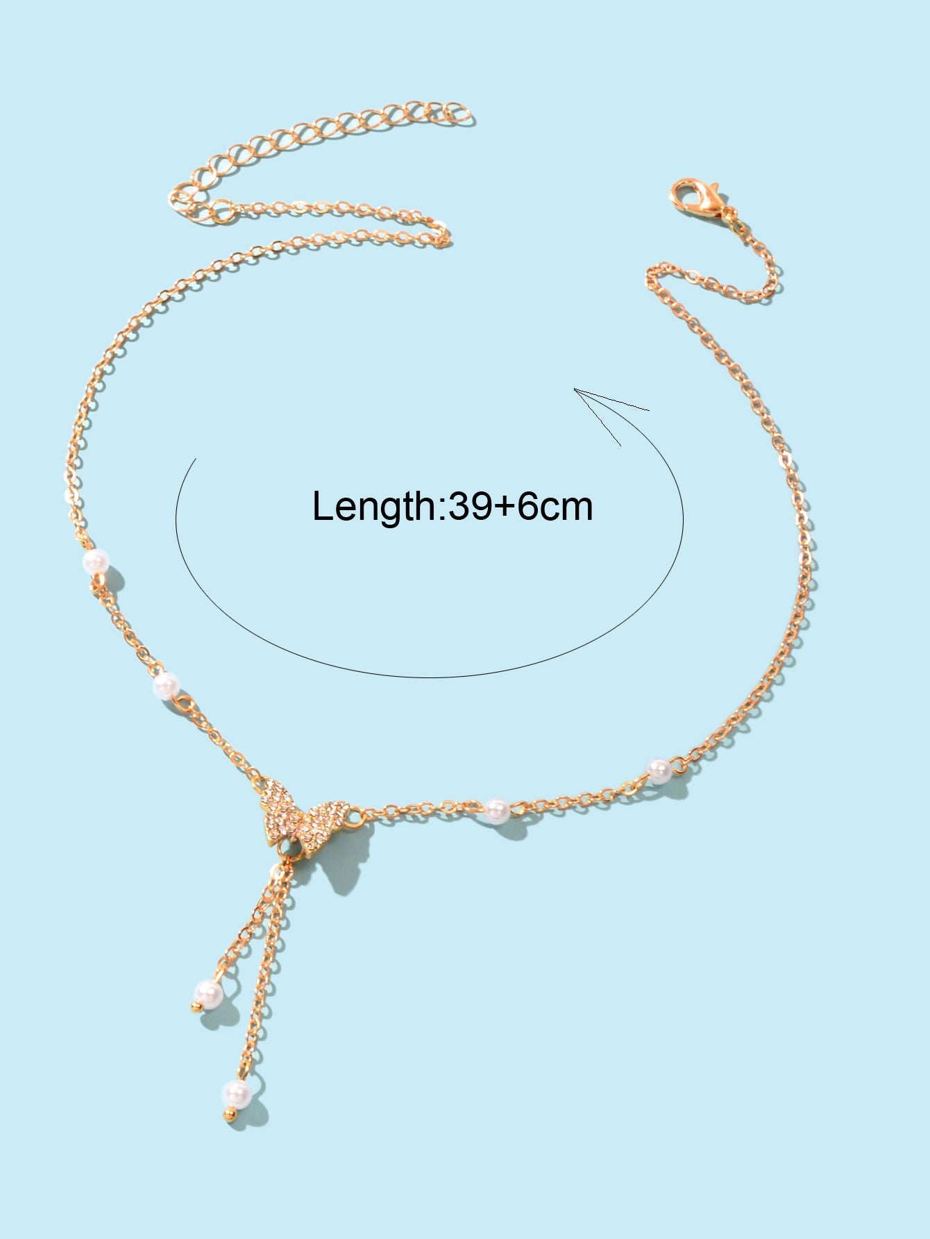 Personalized Gold Plated Dainty Buttefly Lariat Y-Shaped Necklace Pearl Jewelry-3